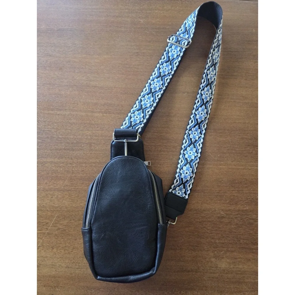 Vegan leather crossbody sarah shoulder sling bag wide strap classy cloth boho
